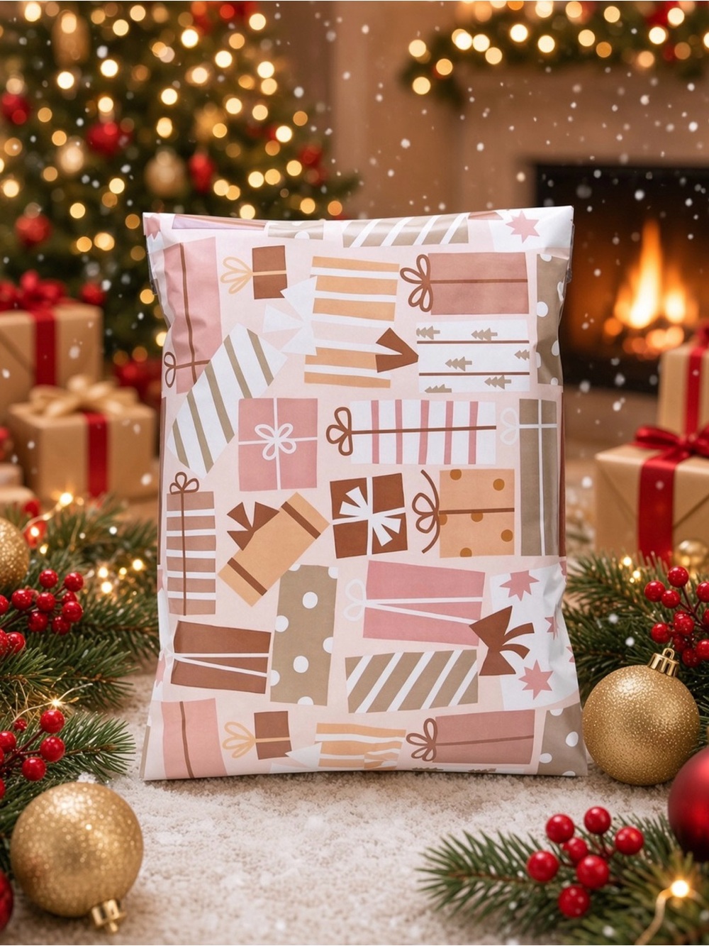 (10) 10x13 Christmas Holiday Gift Poly Mailers
